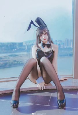 Sakurajima Mai cos Seniors schwarze Strümpfe langbeiniges Hasenmädchen Cosplayer Yiyi (9P)